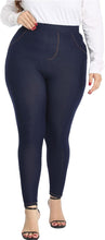 Load image into Gallery viewer, Plus Size High Waist Black Denim Stretch Jeggings