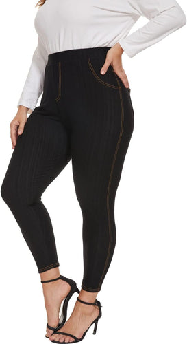 Plus Size High Waist Black Denim Stretch Jeggings