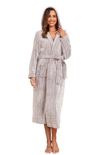 Wheat Soft & Plush Long Sleeve Hooded Robe