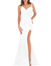 Load image into Gallery viewer, White Sequin Formal Sparkling Party Dress