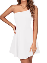 Load image into Gallery viewer, White One Shoulder Cocktail Skater Dress