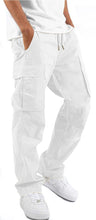 Load image into Gallery viewer, Men&#39;s White Cargo Sqaure Pocket Casual Pants