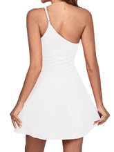 Load image into Gallery viewer, White One Shoulder Cocktail Skater Dress