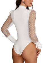 Load image into Gallery viewer, White Black Knit Balloon Sleeve Bodysuit