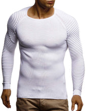 Load image into Gallery viewer, White Men&#39;s Rippled Knit Long Sleeve Pullover Sweater