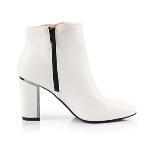 White Fashion Trendy Faux Leather Ankle Boot