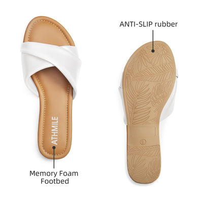 White Casual Leather Summer Flat Sandals