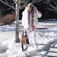 Load image into Gallery viewer, White Women&#39;s Warm Fur Lined Metallic Snow Boots