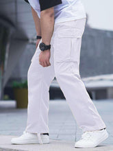 Load image into Gallery viewer, Men&#39;s White Cargo Sqaure Pocket Casual Pants