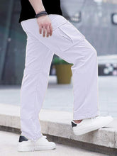 Load image into Gallery viewer, Men&#39;s White Cargo Sqaure Pocket Casual Pants