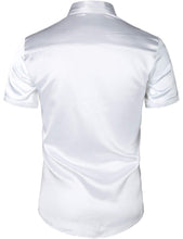Load image into Gallery viewer, Men&#39;s White Metallic Sequin Shiny Short Sleeve Shirt