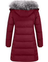 Load image into Gallery viewer, Wine Red Puffer Parka Hooded Winter Jacket