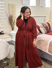 Load image into Gallery viewer, Wine Red Plus Size Soft Knit Kimono Robe