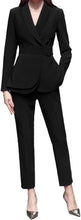 Load image into Gallery viewer, Professional Women&#39;s Dusty Pink Layered Belted Blazer &amp; Pants Suit Set