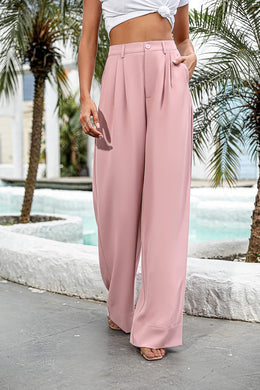 Vacay Chic Pink Casual Pants w/Pockets