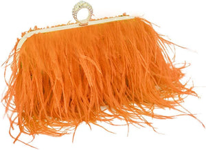 Natural Peach Ostrich Feather Vintage Banquet Bag