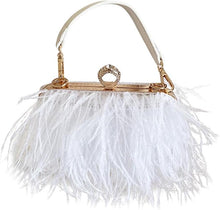 Load image into Gallery viewer, Natural White Ostrich Feather Vintage Banquet Bag