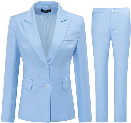 Sophisticated Light Blue 2pc Office Work Blazer and Pants Set