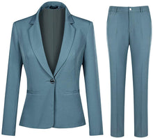 Load image into Gallery viewer, Sophisticated Light Blue 2pc Office Work Blazer and Pants Set