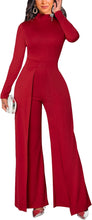 Load image into Gallery viewer, Red Smocked Long Sleeve Flare Leg Jumpsuit