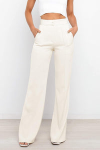 Sophisticated Green High Waist Front Button Pants