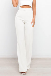 Sophisticated Light Beige High Waist Front Button Pants