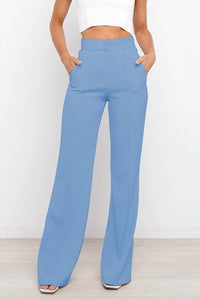 Sophisticated Light Beige High Waist Front Button Pants