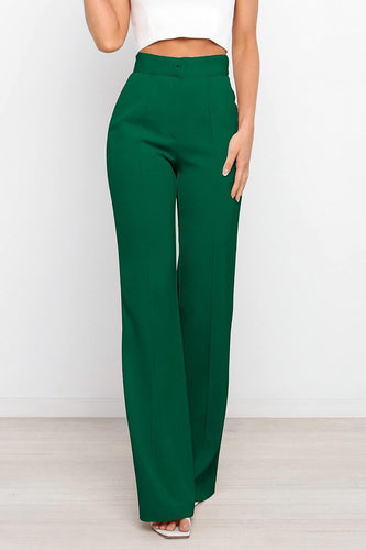 Sophisticated Green High Waist Front Button Pants