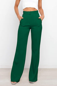 Sophisticated White High Waist Front Button Pants