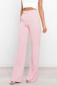 Sophisticated White High Waist Front Button Pants
