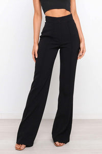 Sophisticated White High Waist Front Button Pants