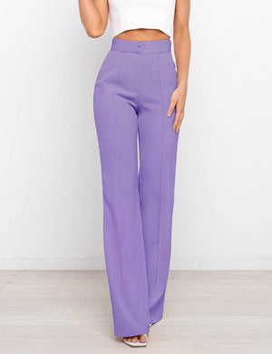 Sophisticated Lavender Purple High Waist Front Button Pants