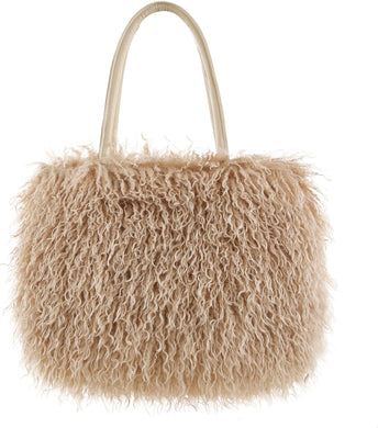 Mocha Beige Faux Fur Furry Luxury Style Handbag