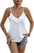 Load image into Gallery viewer, White Ruffled Trim Sleeveless Top