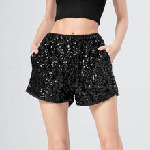 Load image into Gallery viewer, Glitter Gold Sequin High Waist Shorts w/Pockets