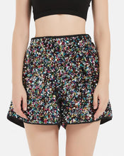 Load image into Gallery viewer, Glitter Black Rainbow Sequin High Waist Shorts w/Pockets
