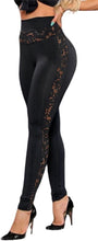 Load image into Gallery viewer, Black Lace Panel High Waist Leggings