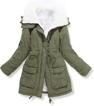 Load image into Gallery viewer, Aspen Khaki Faux Lamb Wool Lined Winter Jacket