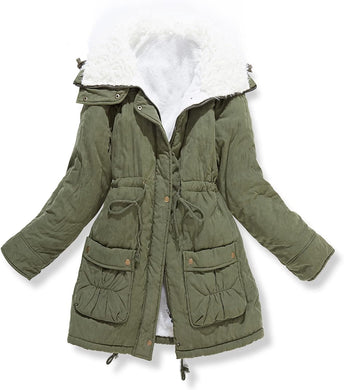 Aspen Olive Faux Lamb Wool Lined Winter Jacket