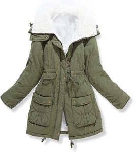 Aspen Khaki Faux Lamb Wool Lined Winter Jacket