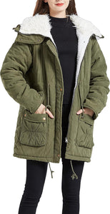 Aspen Khaki Faux Lamb Wool Lined Winter Jacket