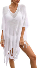 Load image into Gallery viewer, Crochet Knit Green Tassel Loose Style Cover Up Dress