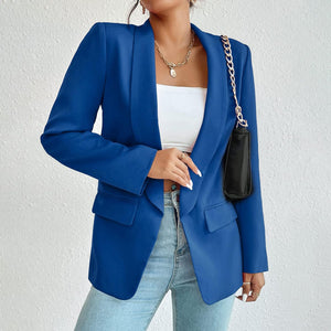 NYC Style Slate Blue Business Chic Sleeve Lapel Blazer
