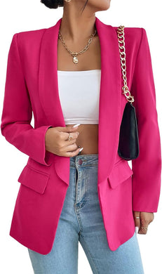 NYC Style Fuschia Pink Business Chic Sleeve Lapel Blazer