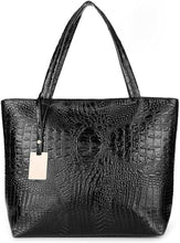 Load image into Gallery viewer, Black Textured Top Handle Faux Leather Handbag