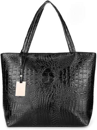 Black Textured Top Handle Faux Leather Handbag