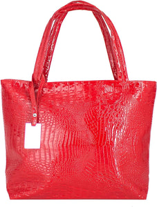 Fashionable Blue Crocodile Printed Tote Style Handbag