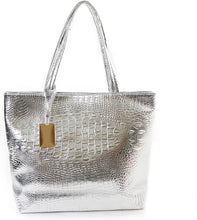 Load image into Gallery viewer, Fashionable Coral Pink Crocodile Printed Tote Style Handbag