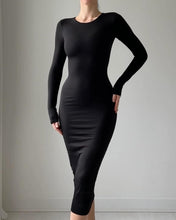 Load image into Gallery viewer, Sleek White Long Sleeve Pencil Style Midi Dress