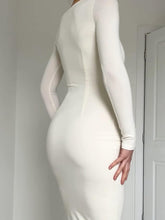 Load image into Gallery viewer, Sleek Black Long Sleeve Pencil Style Midi Dress